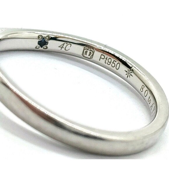 4C Platinum 950 Pt950 Diamond Wave Band Wedding Ring Size 4.75 - Picture 4 of 9